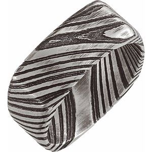 Damascus Steel 8 mm Patterned Square Band Size 8.5 - Siddiqui Jewelers