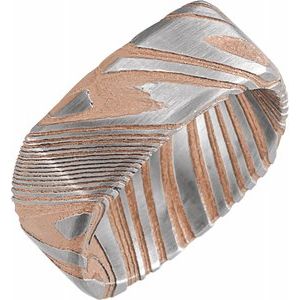 Damascus Steel 8 mm Patterned Square Band Size 8 - Siddiqui Jewelers