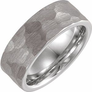18K White Gold PVD Tungsten 8 mm Band Size 12 - Siddiqui Jewelers