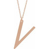 14K Rose Gold-Plated Sterling Silver Block Initial V 16-18" Necklace with Brush Finish - Siddiqui Jewelers