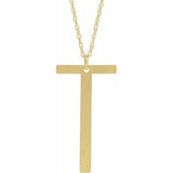 14K Yellow Block Initial T 16-18" Necklace with Brush Finish - Siddiqui Jewelers