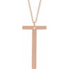 14K Rose Gold-Plated Sterling Silver Block Initial T 16-18" Necklace with Brush Finish - Siddiqui Jewelers