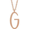 14K Rose Gold-Plated Sterling Silver Block Initial G 16-18" Necklace with Brush Finish - Siddiqui Jewelers