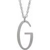 Sterling Silver Block Initial G 16-18" Necklace with Brush Finish - Siddiqui Jewelers