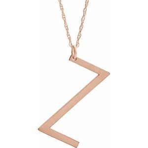 14K Rose Block Initial Z 16-18" Necklace with Brush Finish - Siddiqui Jewelers