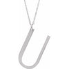 14K White Block Initial U 16-18" Necklace with Brush Finish - Siddiqui Jewelers