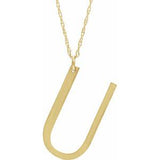 14K Yellow Block Initial U 16-18" Necklace with Brush Finish - Siddiqui Jewelers