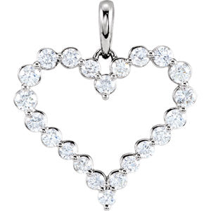 14K White 1 CTW Diamond Heart Pendant - Siddiqui Jewelers