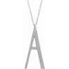 14K White Block Initial A 16-18" Necklace with Brush Finish - Siddiqui Jewelers