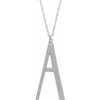 Sterling Silver Block Initial A 16-18" Necklace with Brush Finish - Siddiqui Jewelers