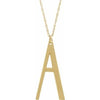 14K Yellow Gold-Plated Sterling Silver Block Initial A 16-18" Necklace with Brush Finish - Siddiqui Jewelers