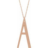 14K Rose Gold-Plated Sterling Silver Block Initial A 16-18" Necklace with Brush Finish - Siddiqui Jewelers