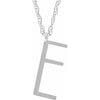 14K White Block Initial E 16-18" Necklace with Brush Finish - Siddiqui Jewelers