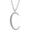 Sterling Silver Block Initial C 16-18" Necklace with Brush Finish - Siddiqui Jewelers