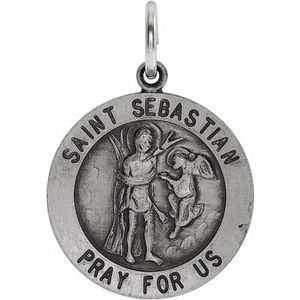 Sterling Silver 18 mm Round St. Sebastian Medal-Siddiqui Jewelers