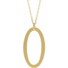 14K Yellow Block Initial O 16-18" Necklace with Brush Finish - Siddiqui Jewelers