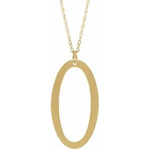 14K Yellow Block Initial O 16-18" Necklace with Brush Finish - Siddiqui Jewelers