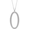 14K White Block Initial O 16-18" Necklace with Brush Finish - Siddiqui Jewelers