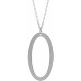 Sterling Silver Block Initial O 16-18" Necklace with Brush Finish - Siddiqui Jewelers