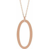 14K Rose Gold-Plated Sterling Silver Block Initial O 16-18" Necklace with Brush Finish - Siddiqui Jewelers