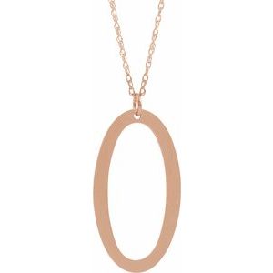 14K Rose Gold-Plated Sterling Silver Block Initial O 16-18" Necklace with Brush Finish - Siddiqui Jewelers