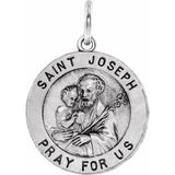 14K White 18 mm Round St. Joseph Medal - Siddiqui Jewelers