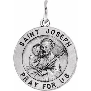 14K White 18 mm Round St. Joseph Medal - Siddiqui Jewelers