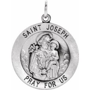 Sterling Silver 25 mm St. Joseph Medal - Siddiqui Jewelers