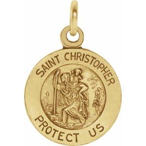 14K Yellow 12 mm St. Christopher Medal-Siddiqui Jewelers