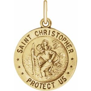 14K Yellow 18 mm Reversible St. Christopher/U.S. Army Medal - Siddiqui Jewelers