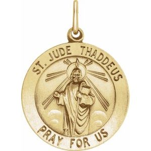 14K Yellow 22 mm Round St. Jude Thaddeus Medal - Siddiqui Jewelers