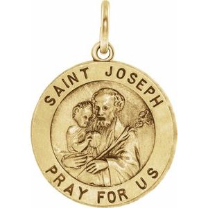 14K Yellow 18 mm Round St. Joseph Medal - Siddiqui Jewelers