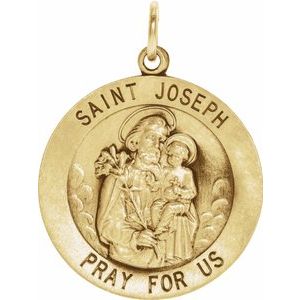 14K Yellow 25 mm Round St. Joseph Medal - Siddiqui Jewelers