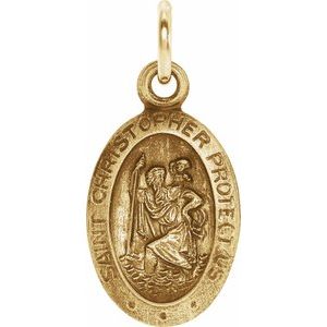 18K Yellow 29x20 mm Oval St. Christopher Medal-Siddiqui Jewelers