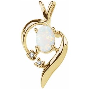 14K Yellow Opal & Diamond Pendant - Siddiqui Jewelers