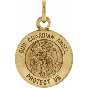 14K Yellow 12 mm Guardian Angel Medal - Siddiqui Jewelers