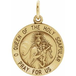 14K Yellow 18 mm Round Scapular Medal - Siddiqui Jewelers