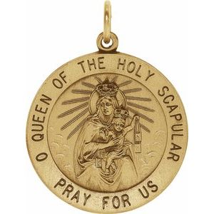 14K Yellow 25 mm Round Scapular Medal - Siddiqui Jewelers