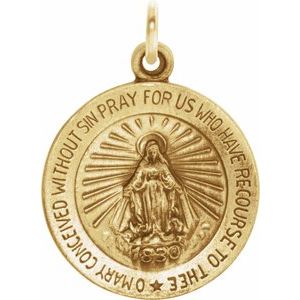 14K Yellow 15 mm Miraculous Medal - Siddiqui Jewelers