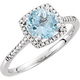 Sterling Silver Sky Blue Topaz & .01 CTW Diamond Ring Size 8 - Siddiqui Jewelers