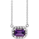 14K White 5x3 mm Emerald Amethyst & 1/8 CTW Diamond 18" Necklace - Siddiqui Jewelers