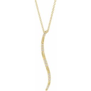 14K Yellow .07 CTW Diamond Freeform Vertical Bar 16-18" Necklace - Siddiqui Jewelers