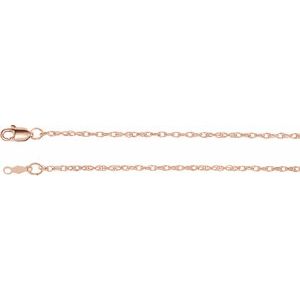 18K Rose 1.5 mm Solid Rope 18" Chain with Lobster Clasp-Siddiqui Jewelers