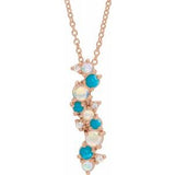 14K Rose Ethiopian Opal Turquoise & .03 CTW Diamond 16-18" Necklace - Siddiqui Jewelers