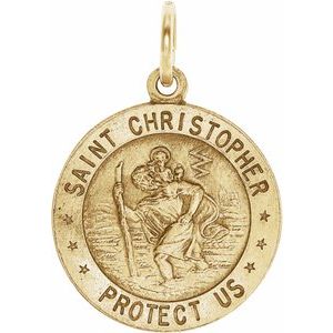 14K Yellow 15 mm St. Christopher Medal-Siddiqui Jewelers