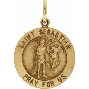 14K Yellow 18 mm Round St. Sebastian Medal-Siddiqui Jewelers