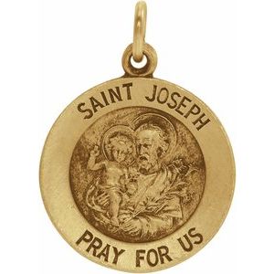 14K Yellow 15 mm Round St. Joseph Medal - Siddiqui Jewelers