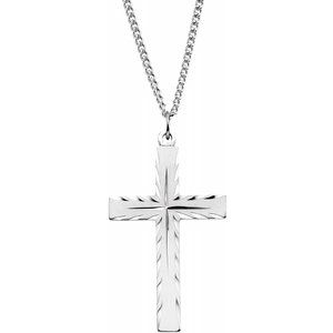Sterling Silver Cross 24" Necklace-Siddiqui Jewelers