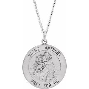 Sterling Silver 25 mm St. Anthony Medal Necklace - Siddiqui Jewelers