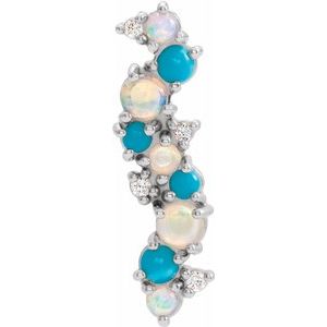 14K White Ethiopian Opal Turquoise & .03 CTW Diamond Scatted Pendant - Siddiqui Jewelers